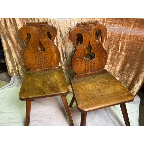 826 - Stunning set of four arts and crafts Bavarian dining chairs in Walnut showing great patination!