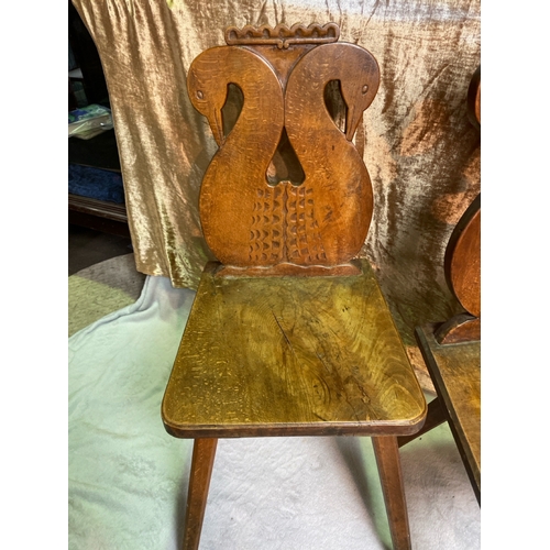 826 - Stunning set of four arts and crafts Bavarian dining chairs in Walnut showing great patination!