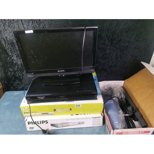 919 - One Philips and one Super Design DVD player, both in original boxes, with a Panasonic DMR EX773, a S... 