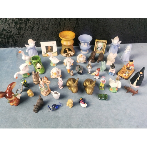 921 - Vintage ornaments inc Wedgwood, Lego Japan, porcelain nun, Cornerstone, artist teddy and much more