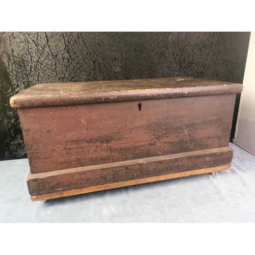 953 - Lovely wooden storage trunk on castors H33cm x 70cm