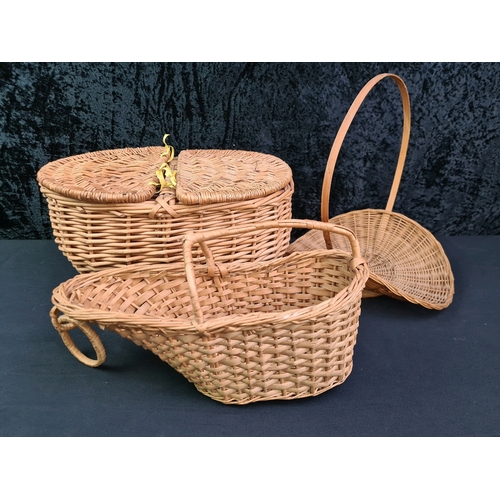 102 - Wicker items including baskets and cat bed