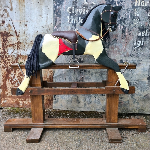 109 - A stablemate of the previous lot - another fabulous swinging rocking horse with woolly mane and tail... 