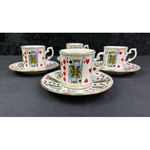 174 - Lovely Elizabethan Staffordshire fine bone china Deck of Cards tea set