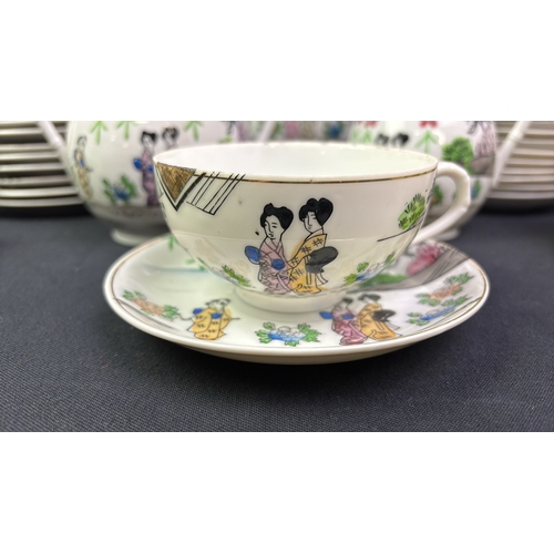 177 - Very pretty Japanese tea set with plates, cups, bowls etc