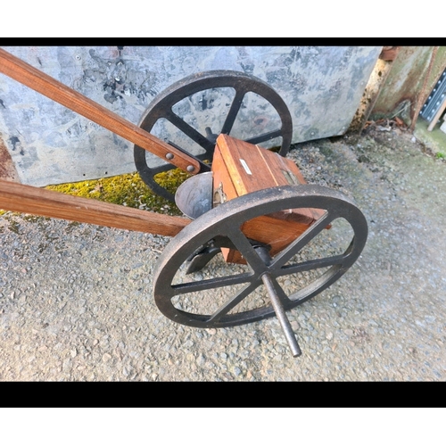 2 - Antique hand seed drill, seed box lid a/f but otherwise in very good condition