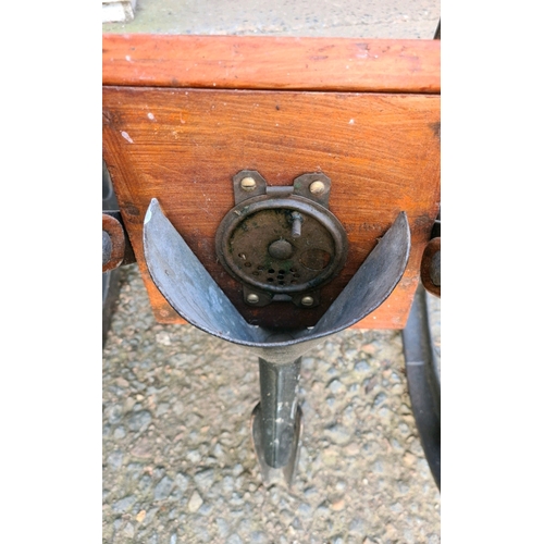 2 - Antique hand seed drill, seed box lid a/f but otherwise in very good condition