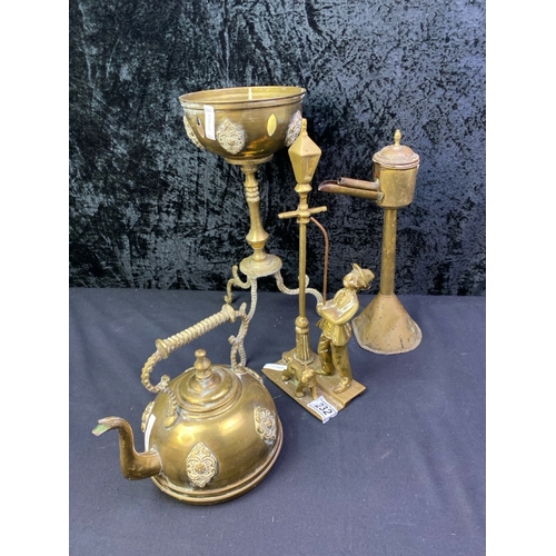 232 - Pretty antique brass Samovar with unusual brass ornaments