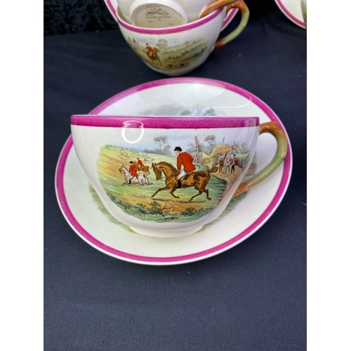 252 - A set of 4 over sized cups and saucers from Copeland Spode entitled 'Full Cry'