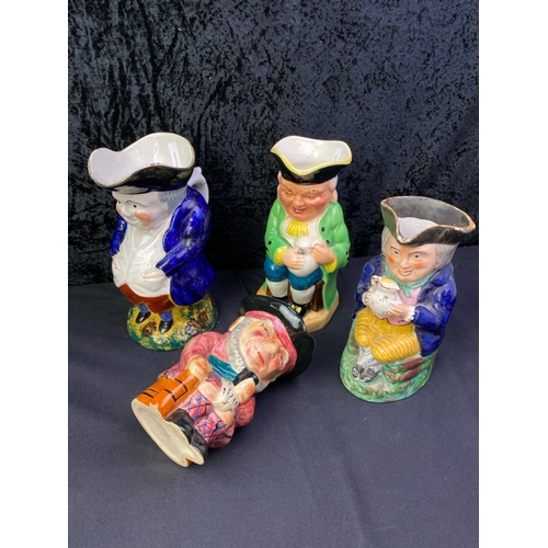 261 - 4 character Toby jugs, one Shorter and sons, hand painted tallest H25cm