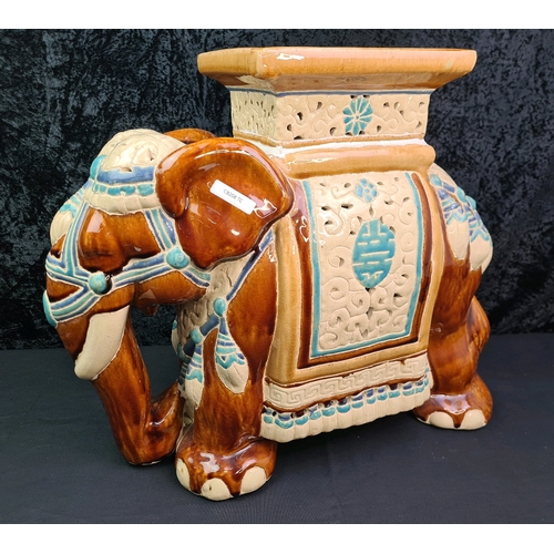 3 - Large ceramic elephant plant stand, approx 43.5cm tall