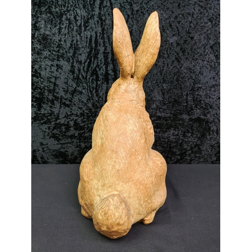 31 - Bennetts Pottery hare, 33cm tall (repairs to one foot and both ears)