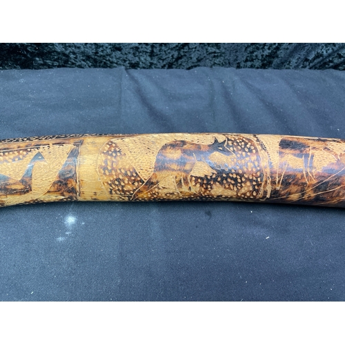 313 - Australian pipe instrument with beautiful engravings of Emus and  Roos