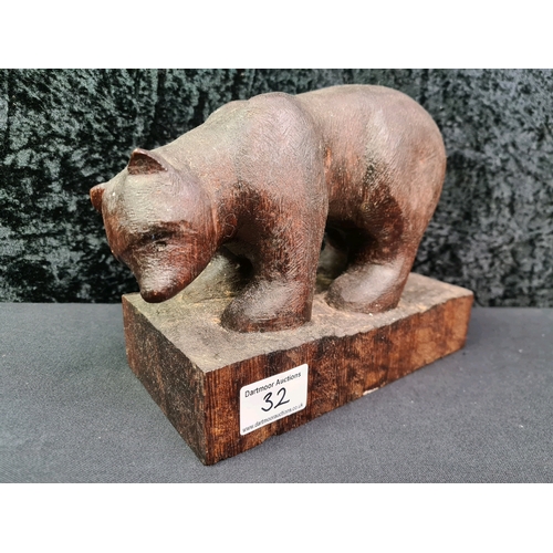 32 - Wooden carved bear, 17cm tall