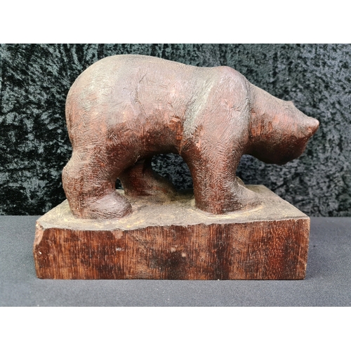 32 - Wooden carved bear, 17cm tall