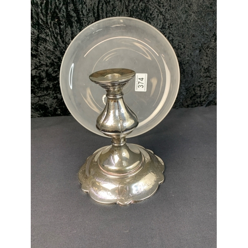 374 - Very elegant table centerpiece cake/sandwich stand with frosted glass top.