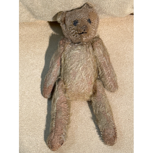 382 - Antique miniature mohair teddy bear, 15cm ear to paw