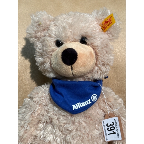 391 - Steiff floppy cuddly teddy bear, Allianz special edition, ear tag no. 991882, with Allianz neck scar... 