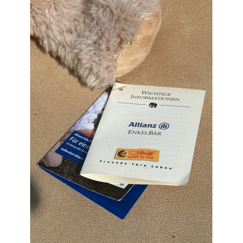 391 - Steiff floppy cuddly teddy bear, Allianz special edition, ear tag no. 991882, with Allianz neck scar... 