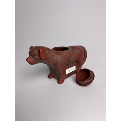 405 - Chinese Yixing Zisha animal design teapot, 9cm tall, 18 cm long