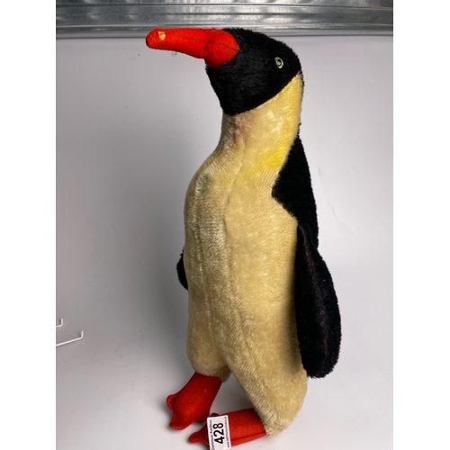 428 - Large cuddly Steiff penguin, wood wool filled, no tags (circular mark visible where chest tag would ... 