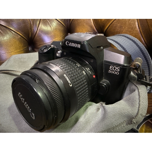 439 - A Canon EOS 5000 camera with  38-76mm lens plus a 45mm lens with canvas carry bag