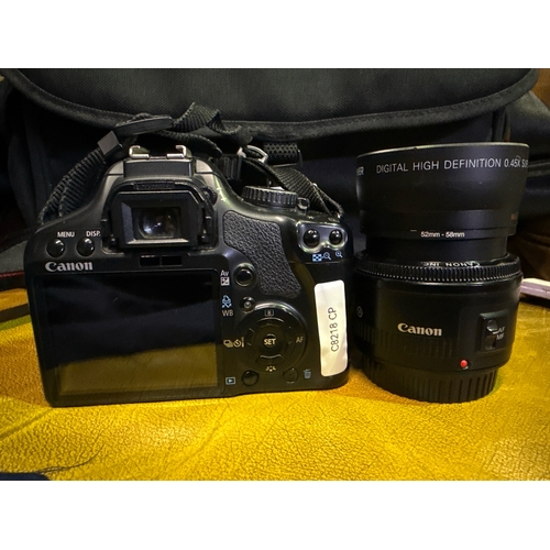 440 - A Canon EOS 450D camera with 18-55mm EFS lens, a Tamron 70-300mm lens, and a Tamron AF 55-200 lens w... 