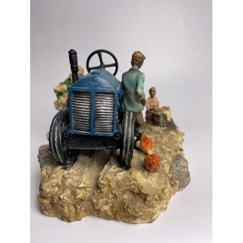 451 - Large Border Fine Arts  scene depicting Ploughman stopping for lunch L32cm