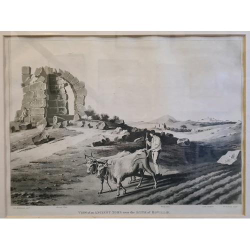 468 - Framed print e title ‘View of Ancient Tomb near the Scite of Bovilloe’. Measuring approx 47.5cm high... 