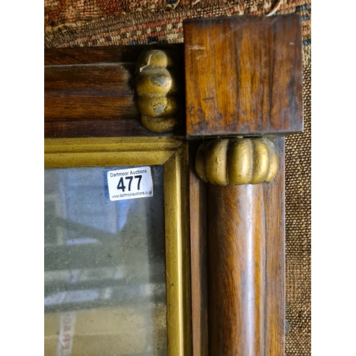 477 - Wooden frames over mantle mirror. Measuring approx 57.5cm high and 93cm wide.