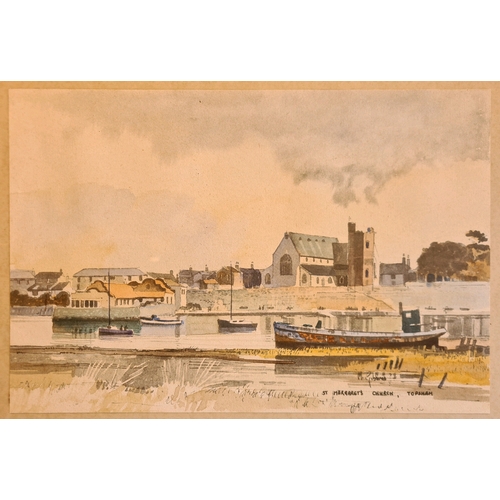 488 - Watercolour of Exmouth and Topsham scenes by M. Gibbons. Both measuring approx 35.5cm high by 44cm w... 