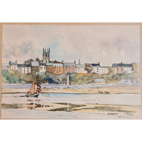 488 - Watercolour of Exmouth and Topsham scenes by M. Gibbons. Both measuring approx 35.5cm high by 44cm w... 