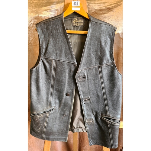 508 - Bentley's hand crafted leather waistcoat, from The Leather House, Chichester