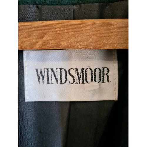 514 - Windsor long wool ladies coat in British Racing Green with black velvet collar