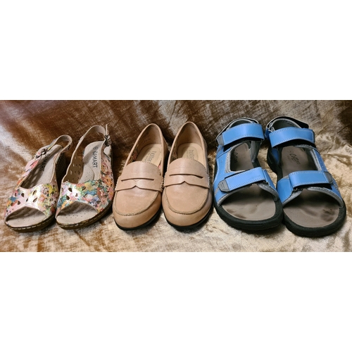 519 - Two pairs of Hotter shoes and one pair of Ecco walking sandals. All size 4.m, hardly worn.