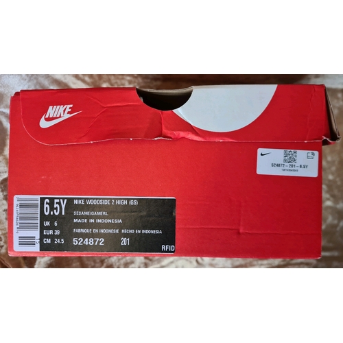 523 - Pair of new Nike Woodside 2 Sesame/Caramel boots, size 6