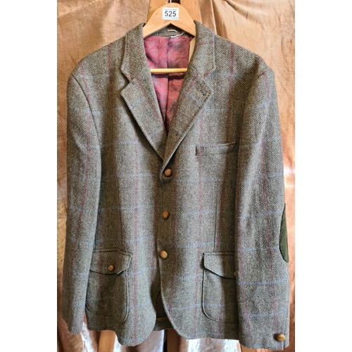 525 - Beautifully lined Gibson, London men’s tweed jacket, size 42” and a full length wool herringbone ove... 