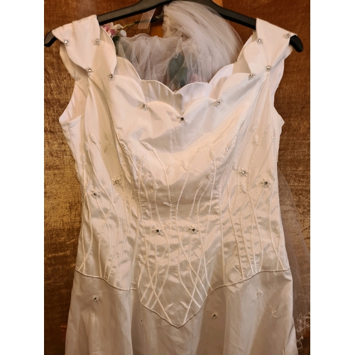 529 - Beautiful white silk wedding dress with bead wildflower meadow design (could be dyed to make a stunn... 