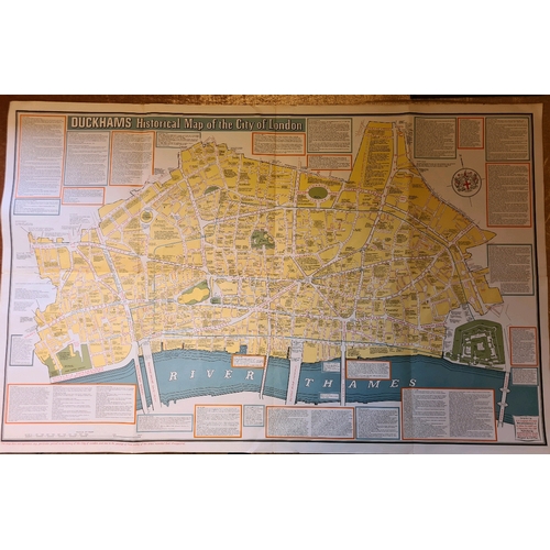 542 - Large fold out Duckhams Historical Map of the City of London along with three vintage Castrol bookle... 