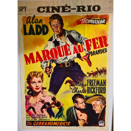 554 - Framed Belgian vintage 1950 film poster - ‘Marque au Fer’ (Original US title ‘Branded’) starring Ala... 