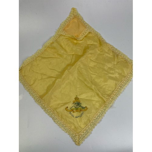 648 - Beautiful silk Royal Air Force and Royal Artillery sweetheart silk handkerchiefs