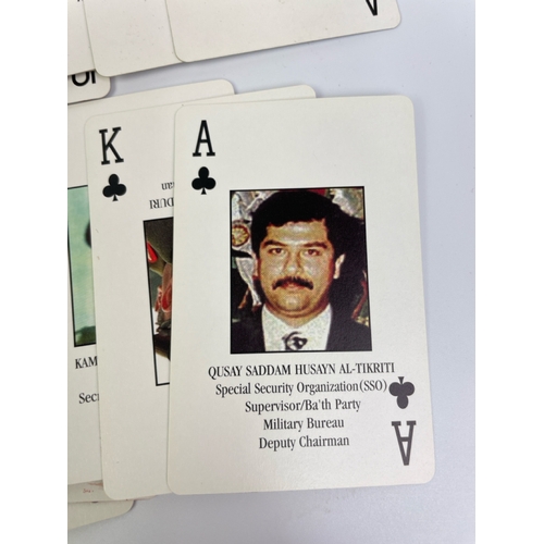 650 - Wartime Iraq Most Wanted playing cards In April 2003, playing cards were given to United States troo... 