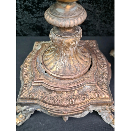 7 - Pair of antique French ornamental ewer jugs with claret red ceramic body and gilt / possibly ormolu ... 