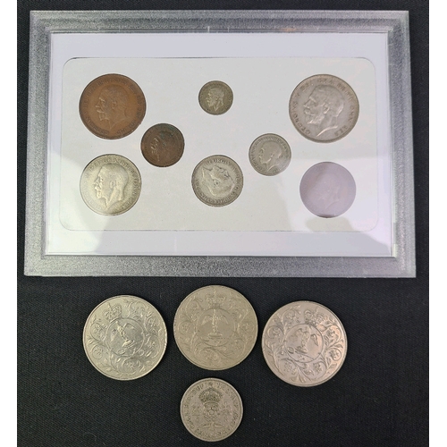 704 - 1935 Great Britain coin set, 3 x Silver Jubilee commemorative coins and a 1947 Two Shilling coin