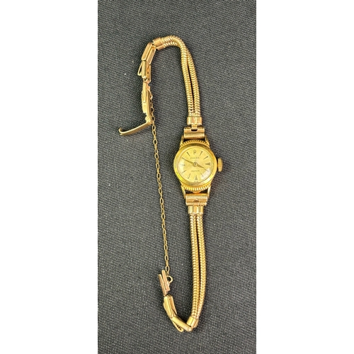 748 - Fabulous ladies vintage Rolex precision 9ct gold bracelet watch with safety chain in original box. A... 