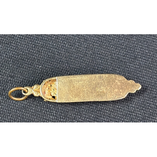 773 - Jewish mezuzah decorative 9ct gold pendant with Hebrew inscription 2.9 gm.