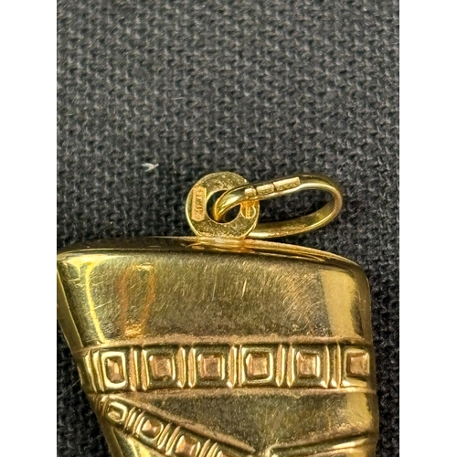 774 - Unusual 9ct gold pendant in the form of an Egyptian bust, Nefertiti, 2 gms.