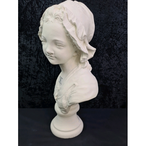 9 - Plaster bust of a young girl in the French style, 43cm tall