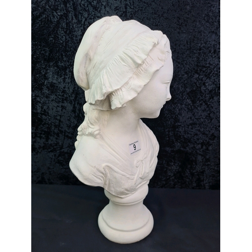 9 - Plaster bust of a young girl in the French style, 43cm tall