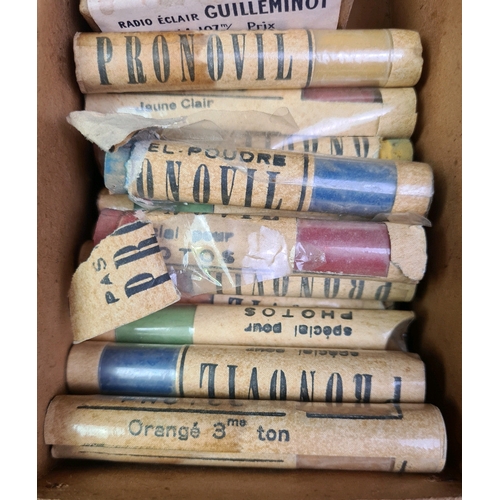 90 - Selection of vintage Pronovil coloured photography power pastels and two boxes of sealed French Guil... 